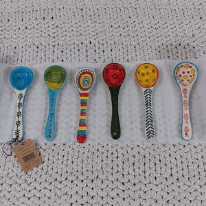 NWT Colorful Multipurpose Ceramic Spoon Set Of 6